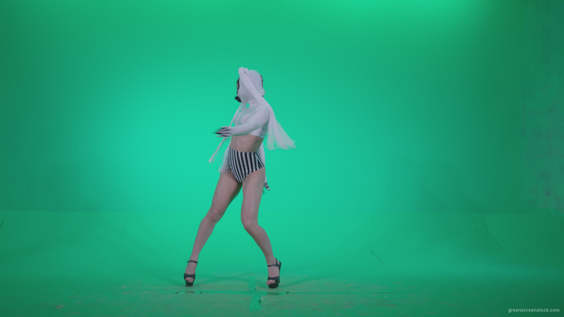 Go-go-Dancer-with-Latex-Top-t7-Green-Screen-Video-Footage_006 Green Screen Stock