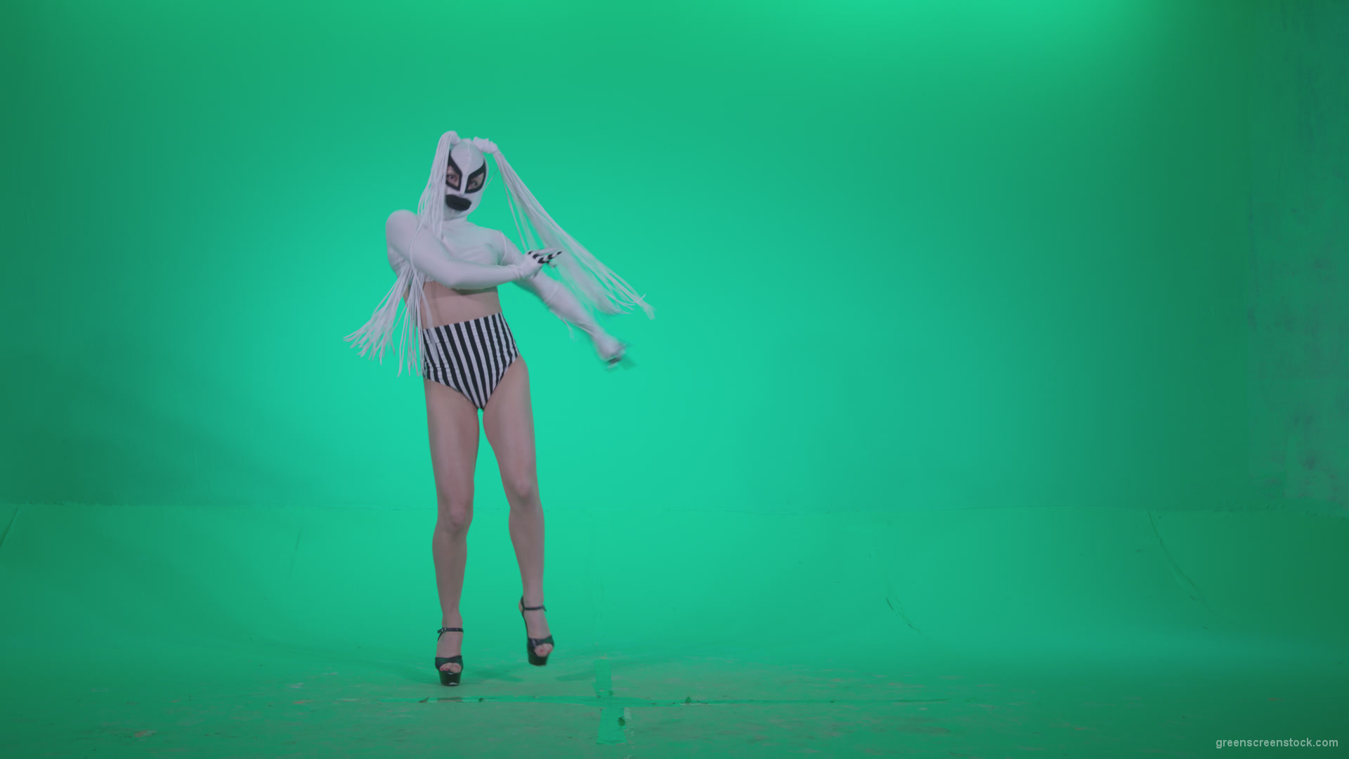 Go-go-Dancer-with-Latex-Top-t7-Green-Screen-Video-Footage_007 Green Screen Stock