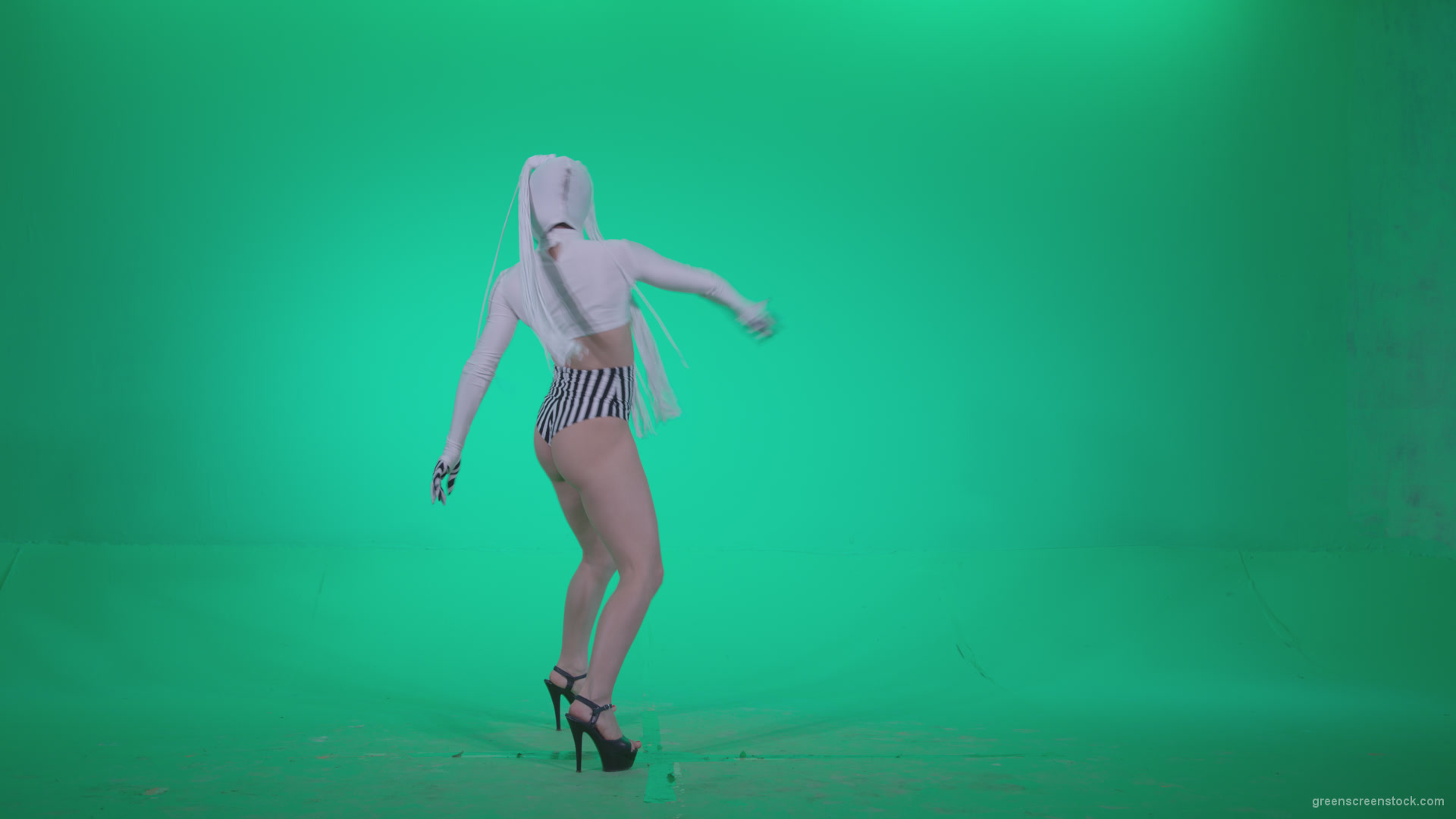 Go-go-Dancer-with-Latex-Top-t7-Green-Screen-Video-Footage_009 Green Screen Stock