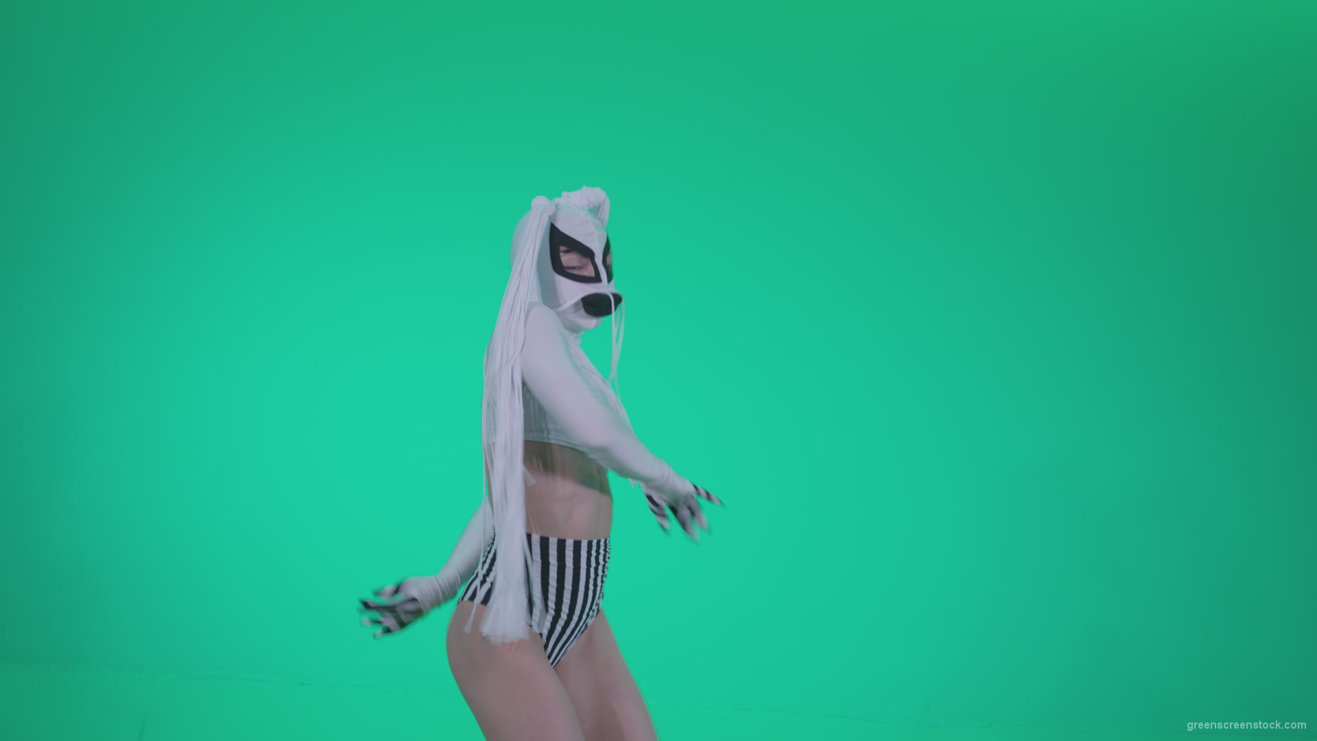 Go-go-Dancer-with-Latex-Top-t9-Green-Screen-Video-Footage_005 Green Screen Stock