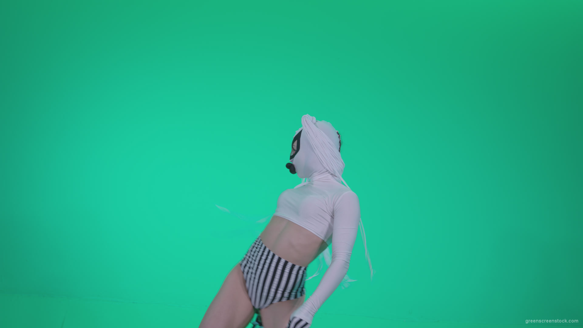 Go-go-Dancer-with-Latex-Top-t9-Green-Screen-Video-Footage_007 Green Screen Stock