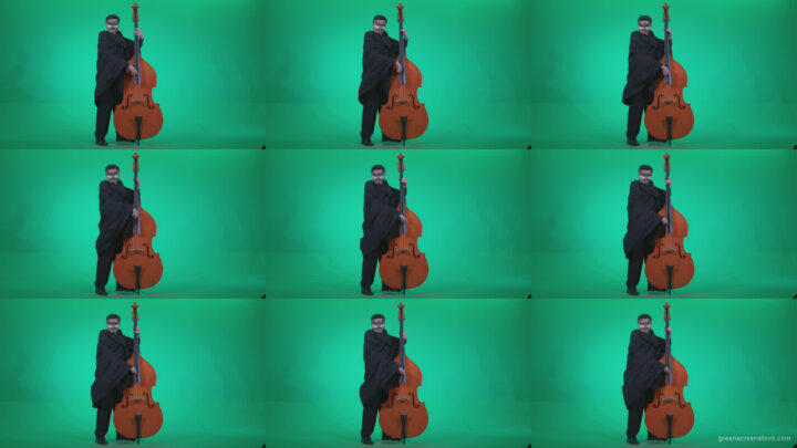 Gothic-Contrabass-Jazz-Performer-2 Green Screen Stock