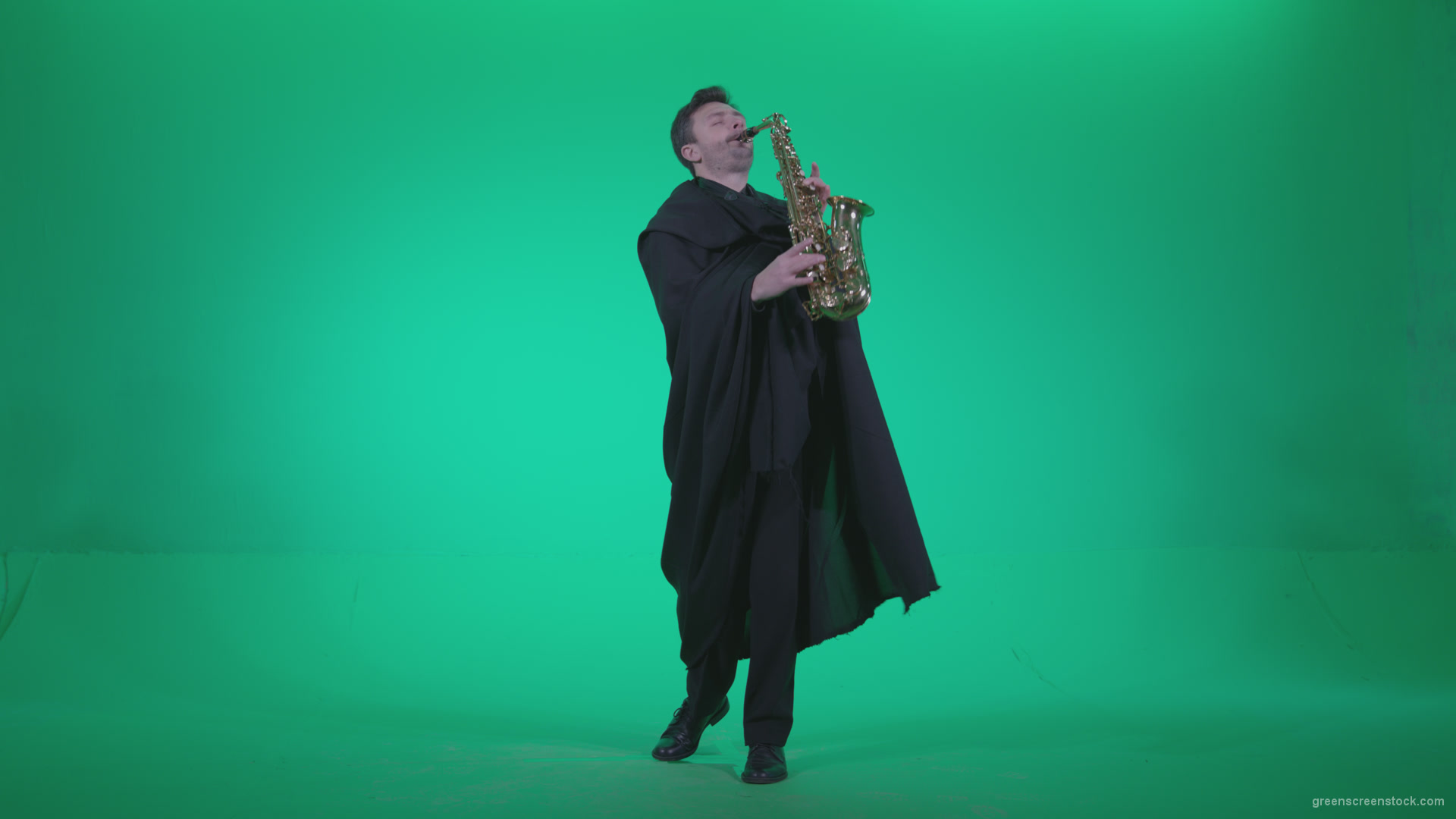 Gothic-Saxophone-Virtuoso-Performer-s3_002 Green Screen Stock