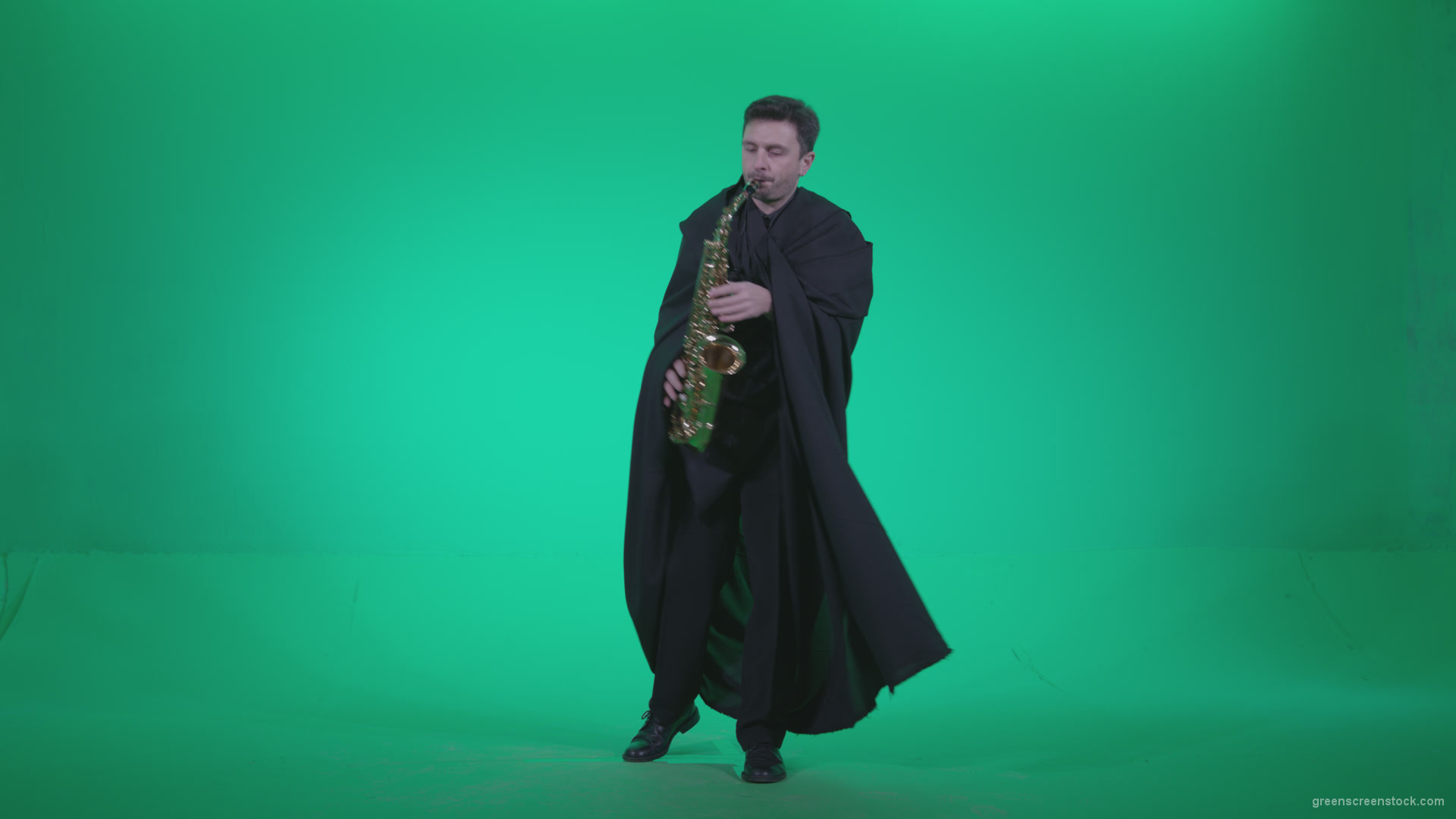 Gothic-Saxophone-Virtuoso-Performer-s3_008 Green Screen Stock
