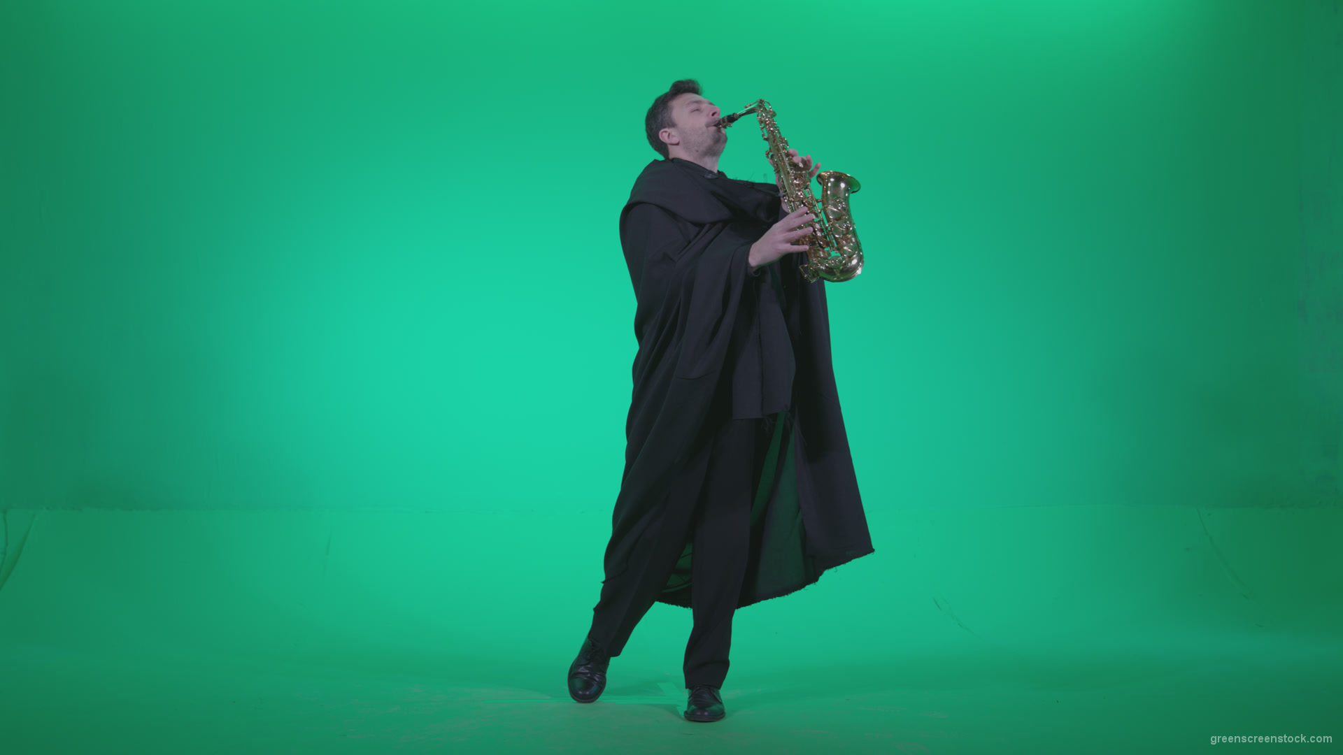 Gothic-Saxophone-Virtuoso-Performer-s3_009 Green Screen Stock