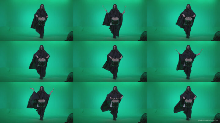 Gothic-Snare-Drumming-girl-g3 Green Screen Stock