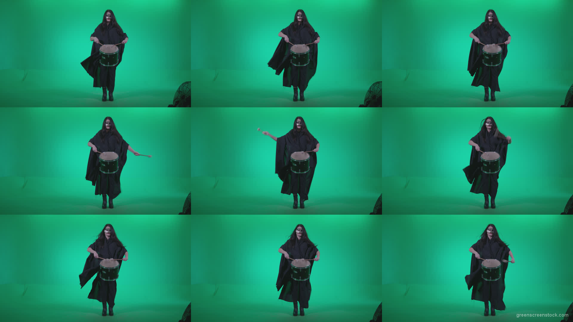 Gothic-Snare-Drumming-girl-g4 Green Screen Stock