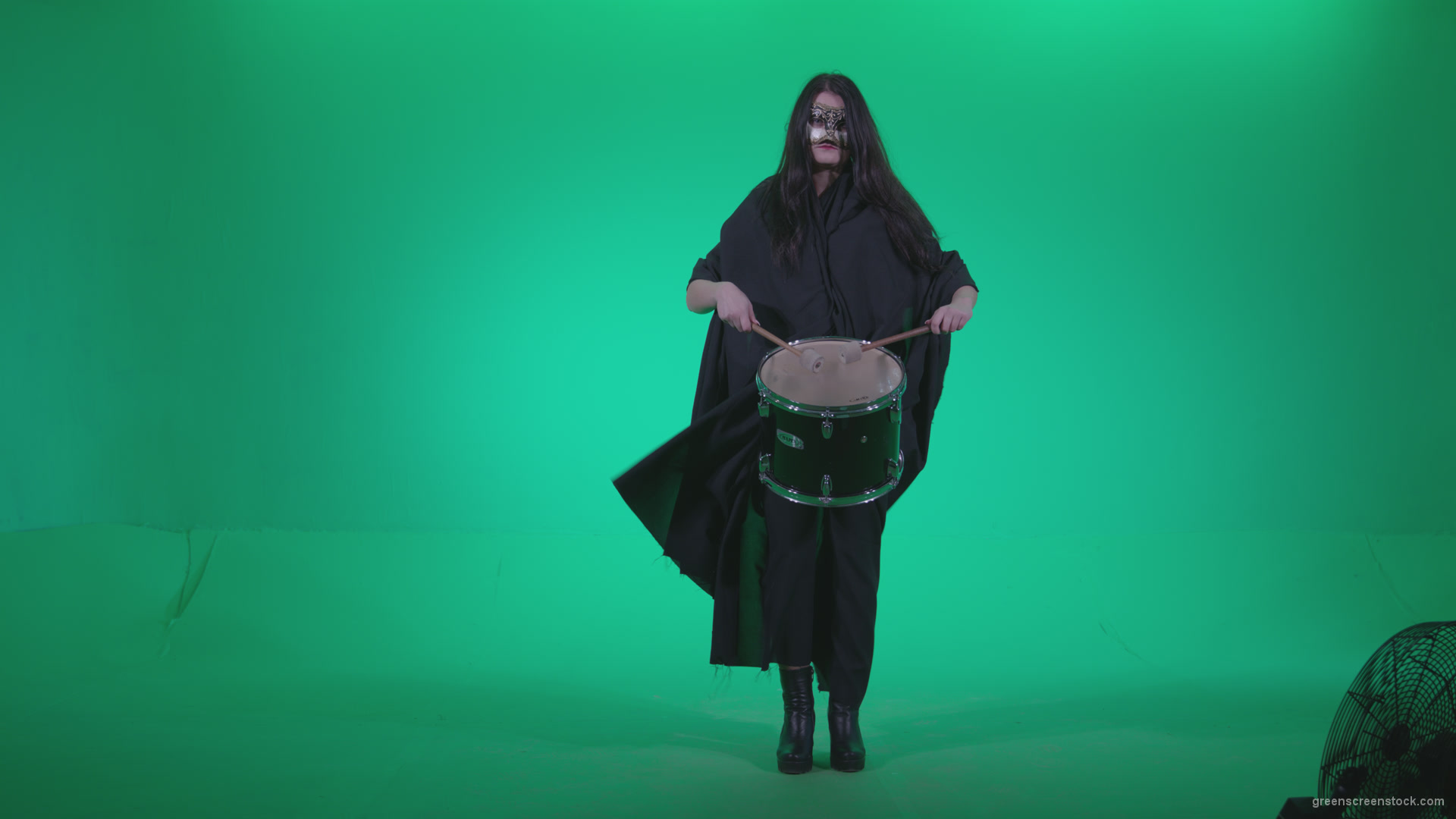 Gothic-Snare-Drumming-girl-g4_001 Green Screen Stock