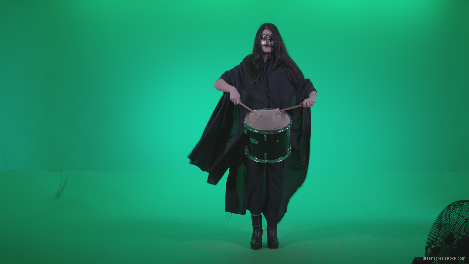Gothic-Snare-Drumming-girl-g4_002 Green Screen Stock
