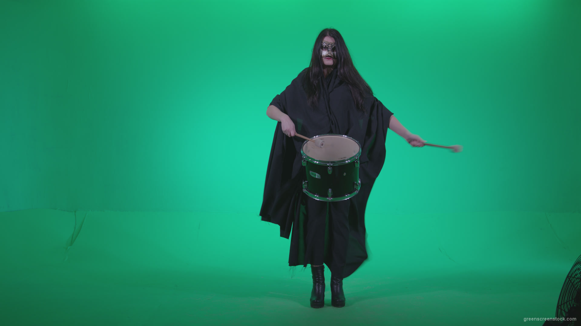 Gothic-Snare-Drumming-girl-g4_004 Green Screen Stock