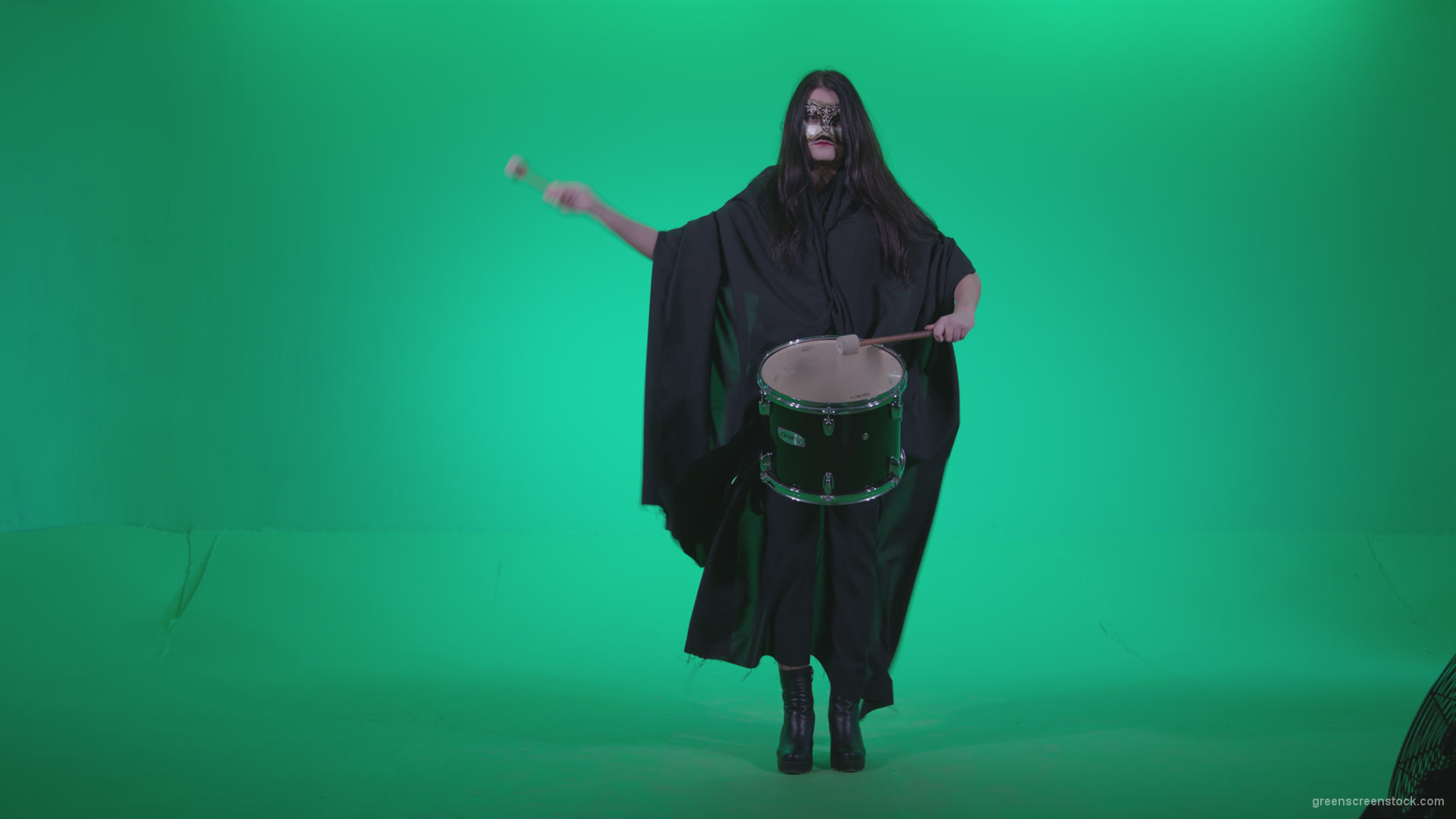 Gothic-Snare-Drumming-girl-g4_005 Green Screen Stock