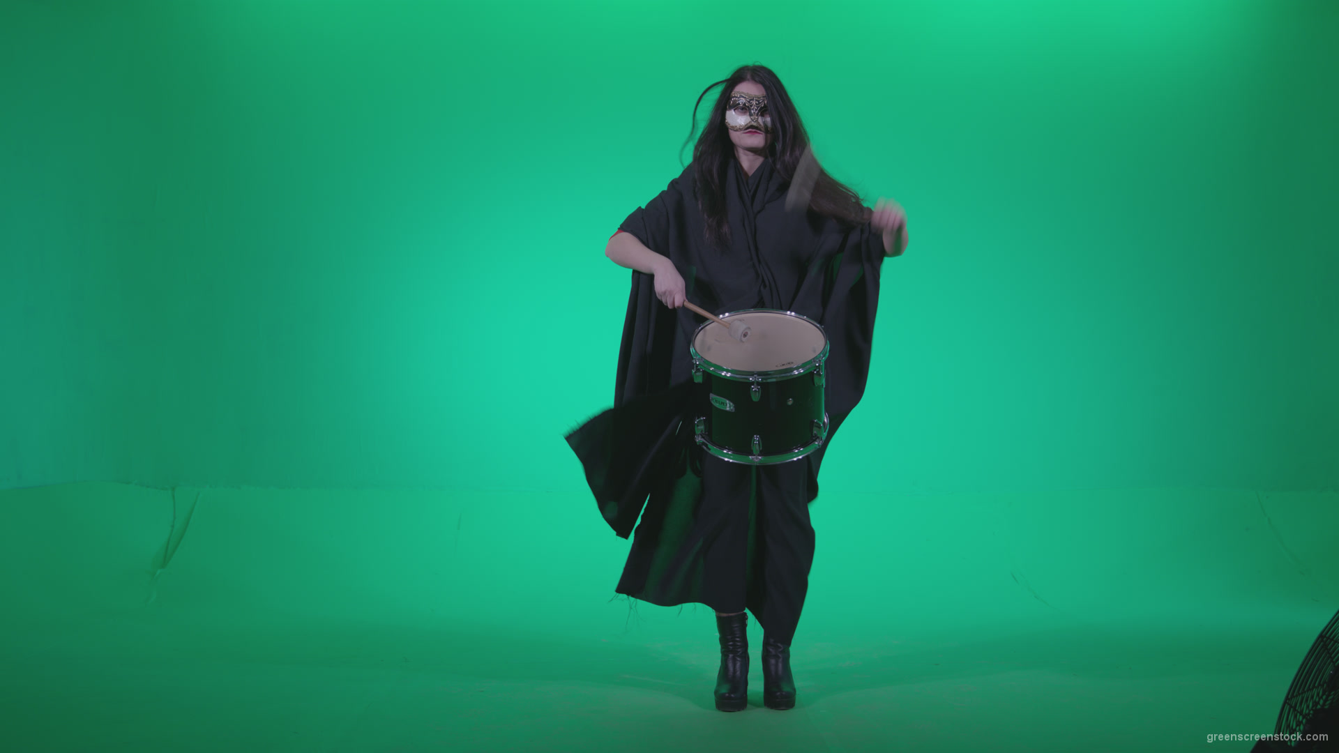 Gothic-Snare-Drumming-girl-g4_006 Green Screen Stock