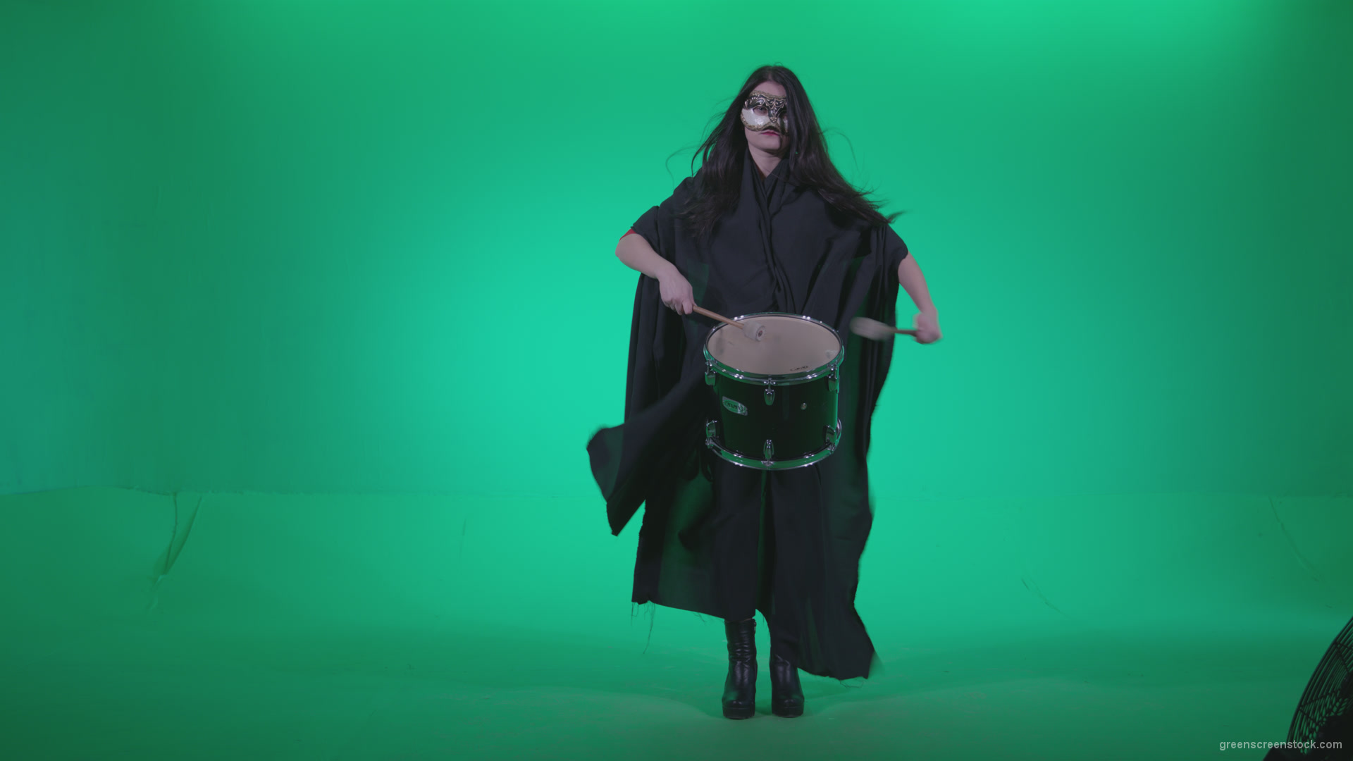 Gothic-Snare-Drumming-girl-g4_009 Green Screen Stock