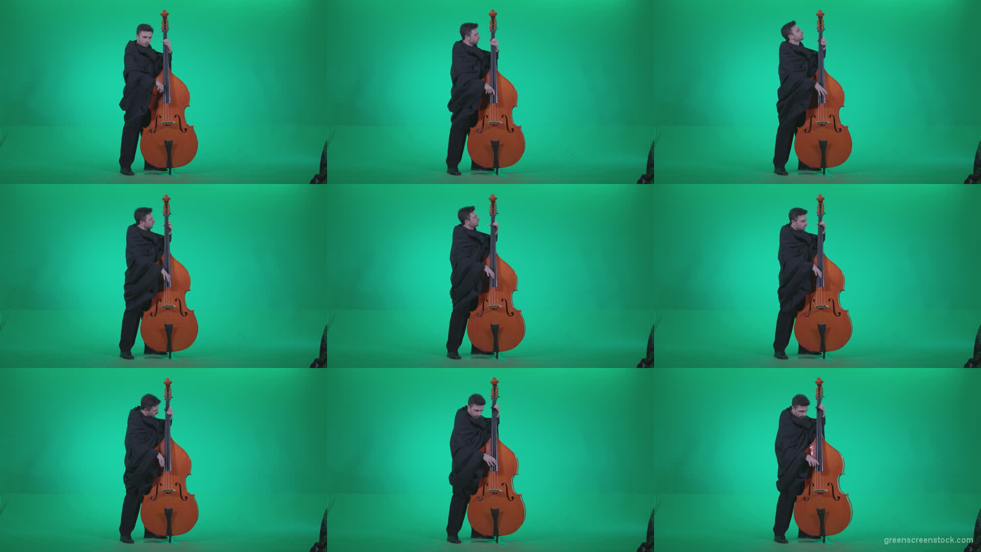 Gotic-Contrabass-Jazz-Performer-1 Green Screen Stock