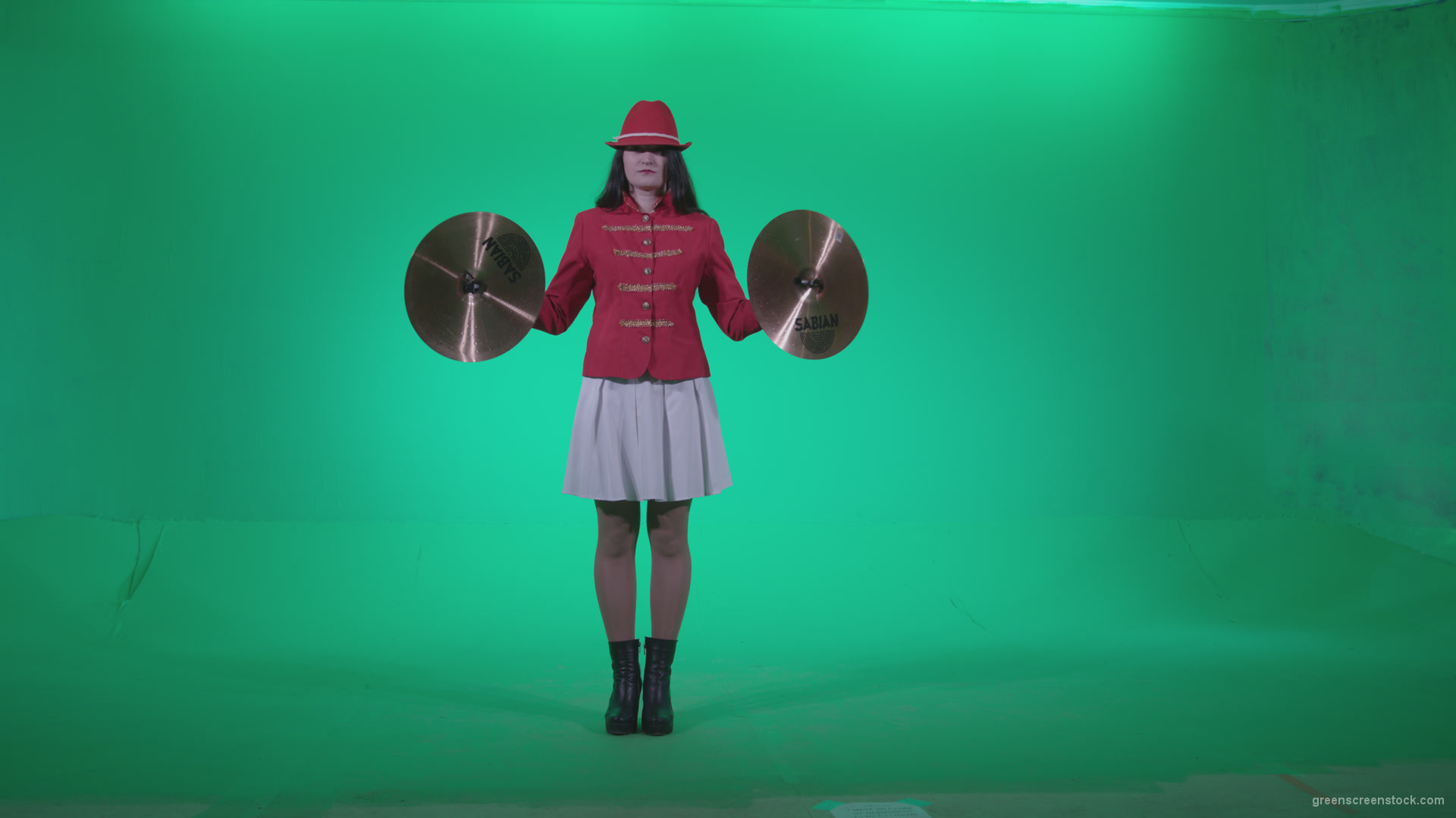Preteen-Girl-Playing-The-Cymbals-c1_004 Green Screen Stock