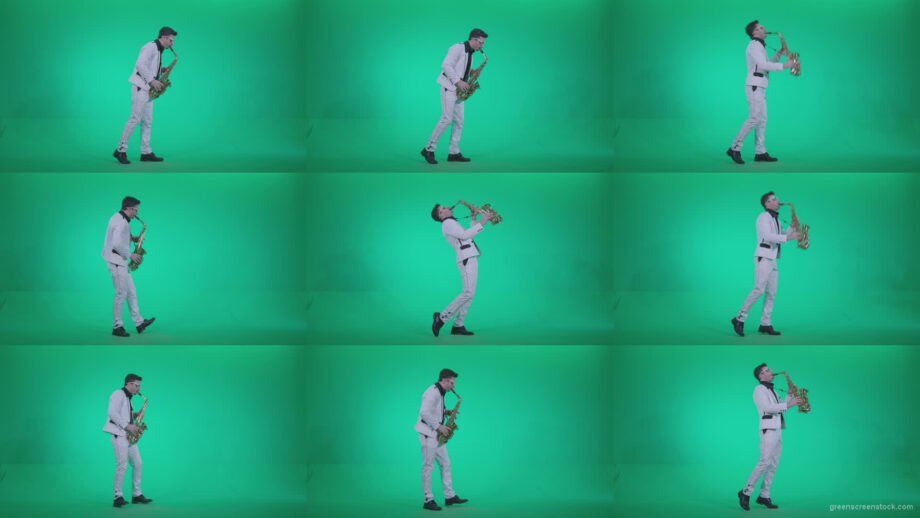 Saxophone-Virtuoso-Performer-s6-Green-Screen-Video-Footage Green Screen Stock