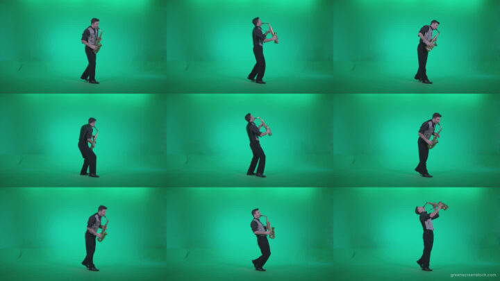 Saxophone-Virtuoso-Performer-s9-Green-Screen-Video-Footage Green Screen Stock