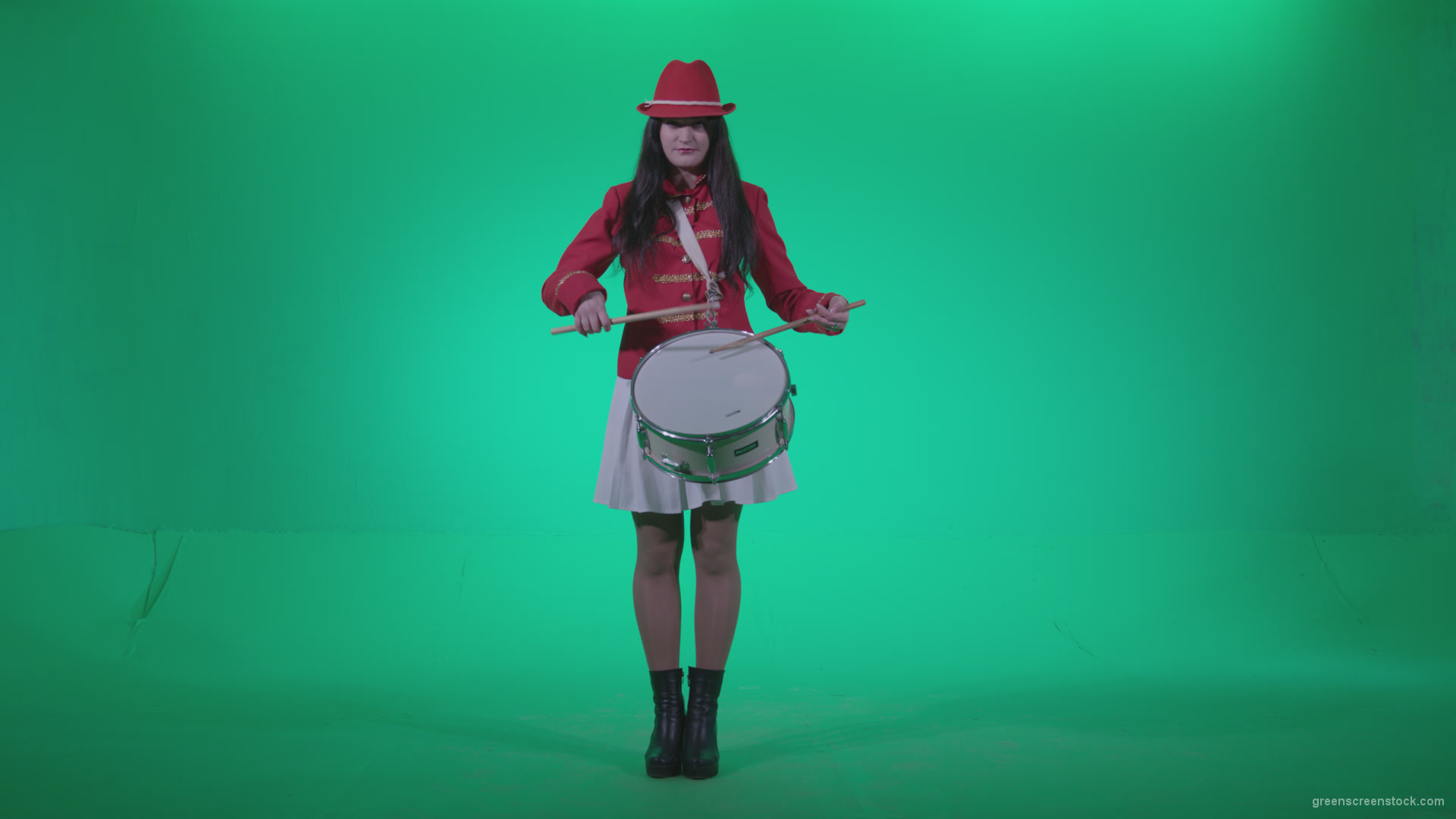 Snare-Drumming-girl-w4_007 Green Screen Stock