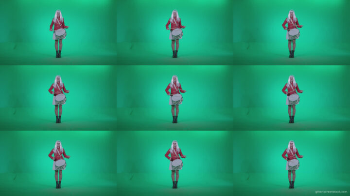Snare-Drumming-girl-with-white-haire-z1 Green Screen Stock