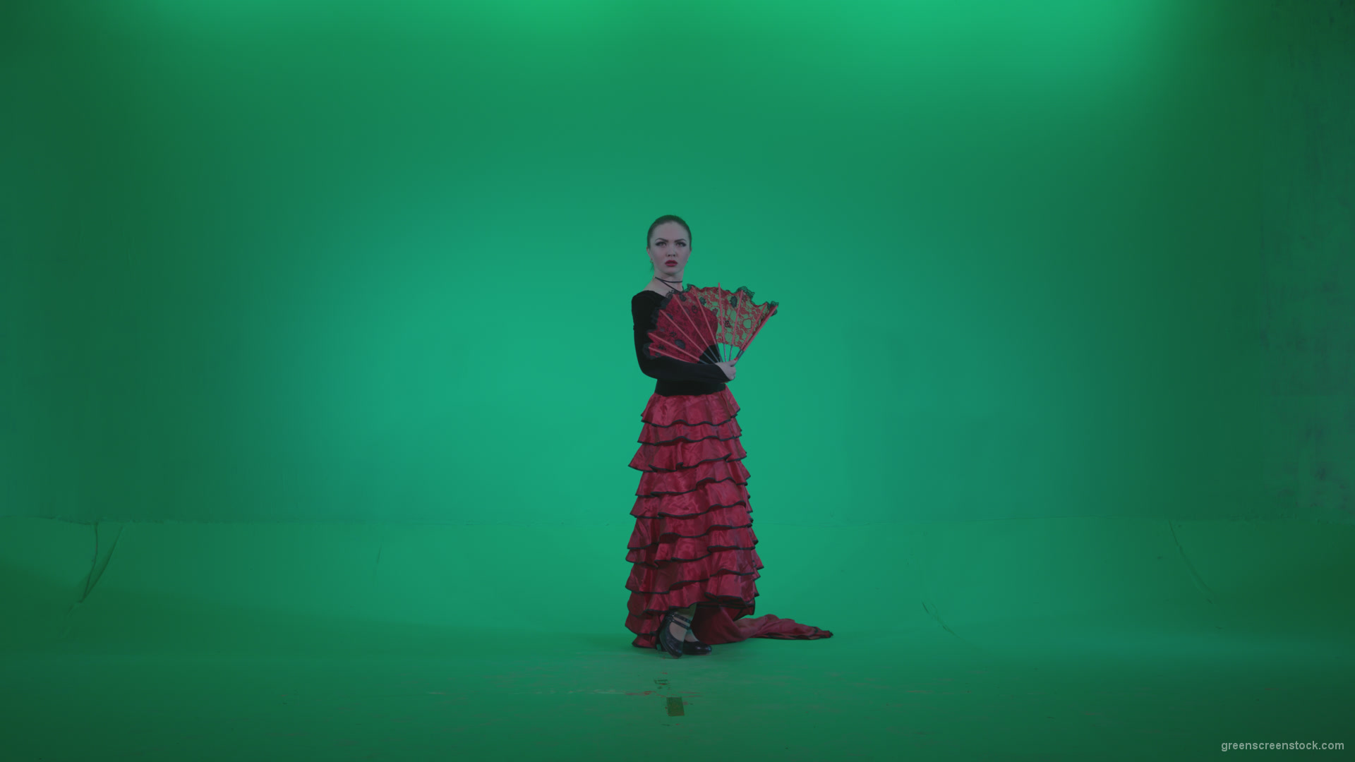 Traditional-Spanish-Flamenco-dancer-s2_001 Green Screen Stock