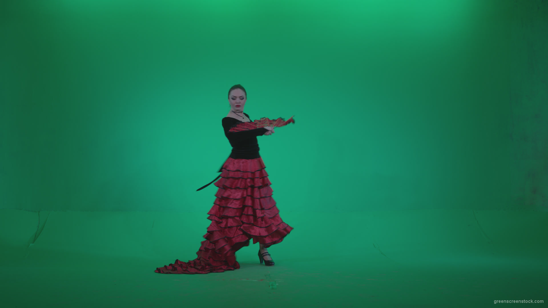 Traditional-Spanish-Flamenco-dancer-s2_006 Green Screen Stock