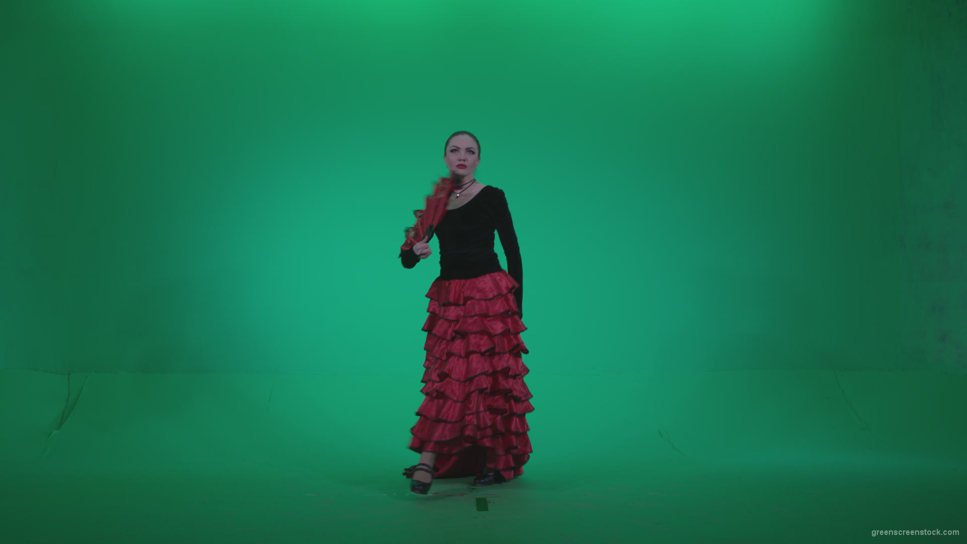 Traditional-Spanish-Flamenco-dancer-s2_007 Green Screen Stock