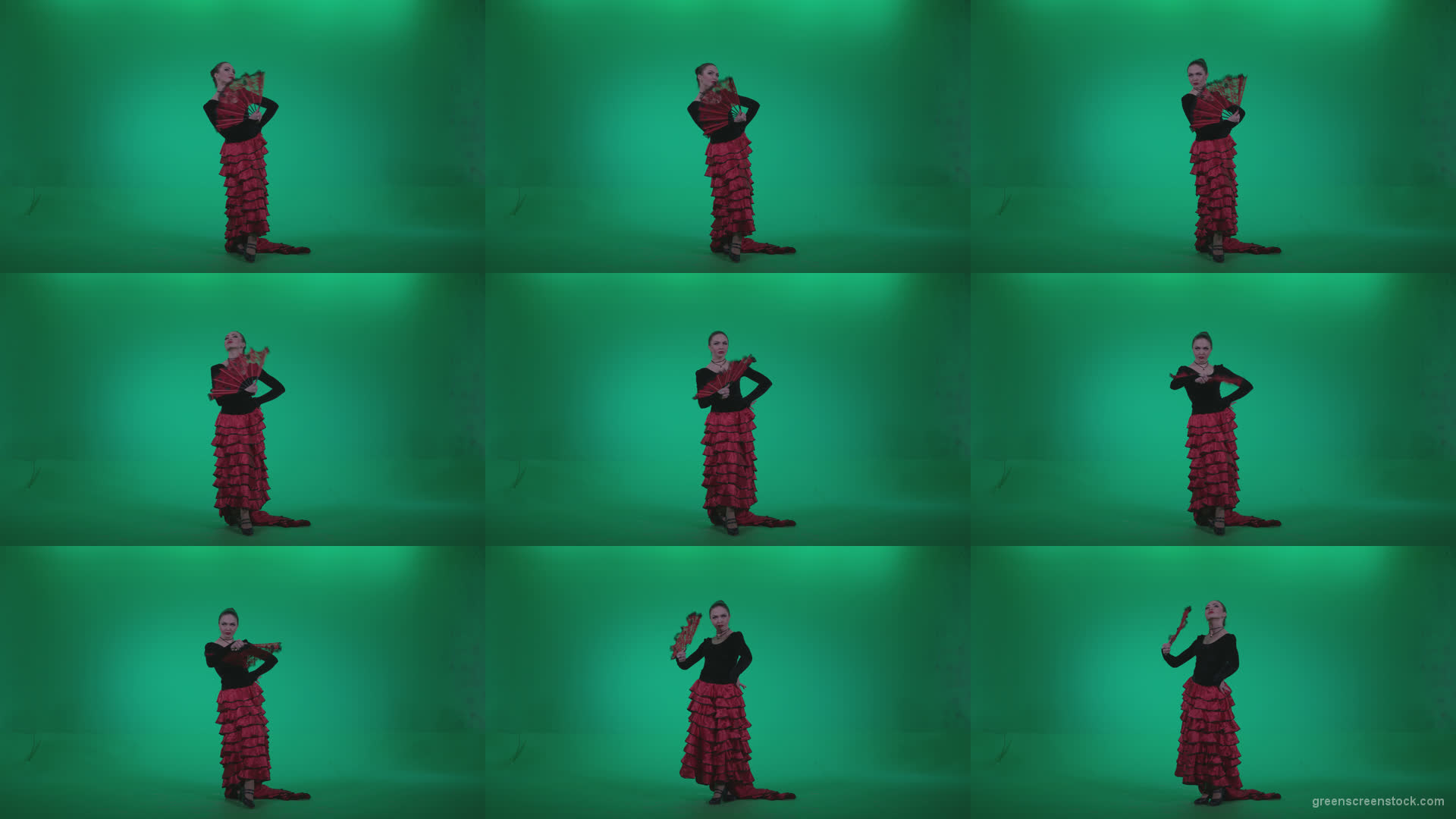 Traditional-Spanish-Flamenco-dancer-s3 Green Screen Stock