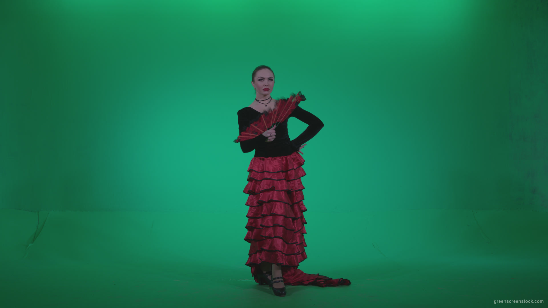 Traditional-Spanish-Flamenco-dancer-s3_005 Green Screen Stock