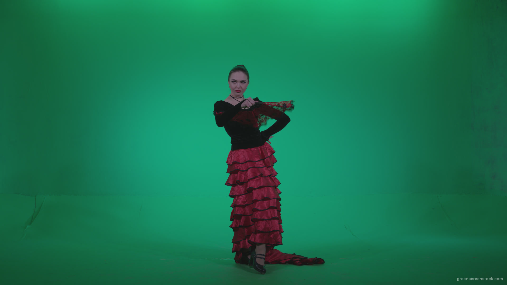 Traditional-Spanish-Flamenco-dancer-s3_007 Green Screen Stock