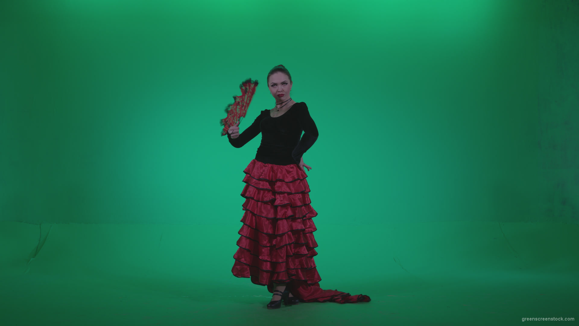 Traditional-Spanish-Flamenco-dancer-s3_008 Green Screen Stock