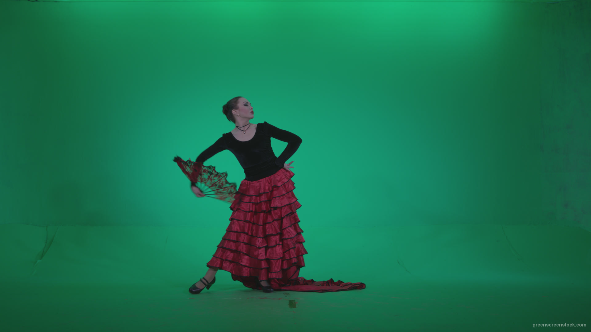Traditional-Spanish-Flamenco-dancer-s4_001 Green Screen Stock