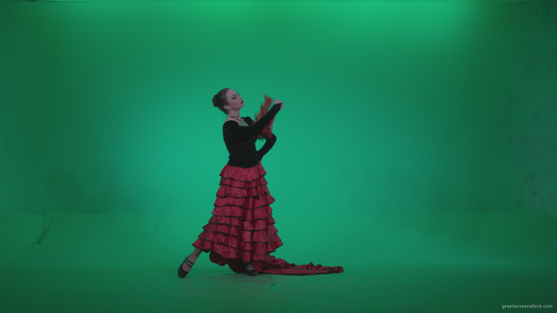 Traditional-Spanish-Flamenco-dancer-s4_002 Green Screen Stock