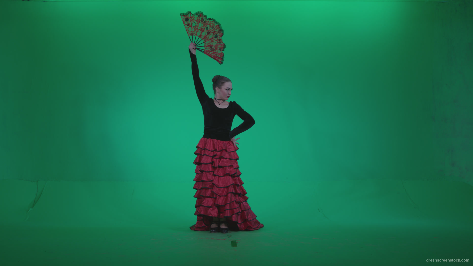 Traditional-Spanish-Flamenco-dancer-s5_006 Green Screen Stock