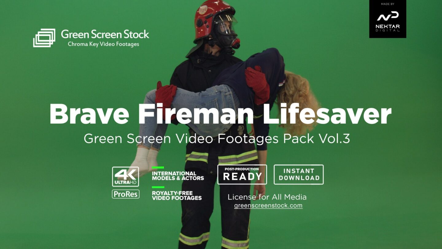 fireman firefighter over green screen