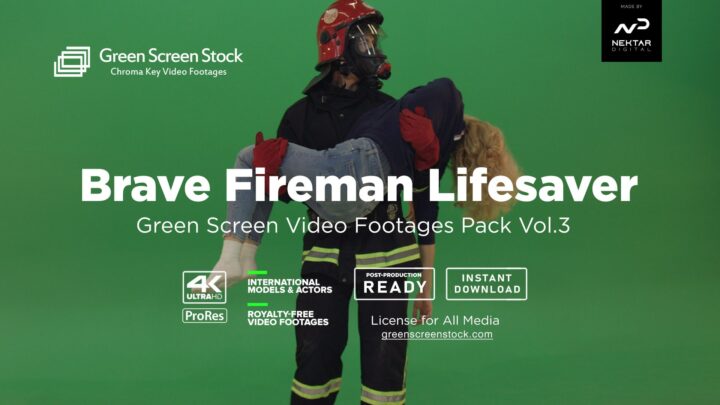 fireman firefighter over green screen