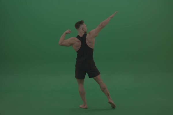 sport man bodybuilder on green screen 4k video footage