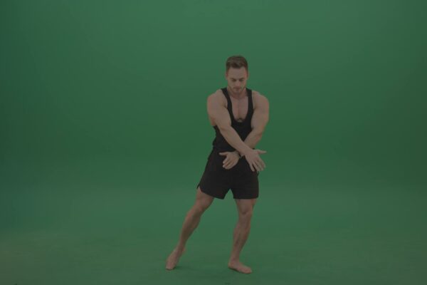 bodybuilder man posing naked on green screen - 4k video footage