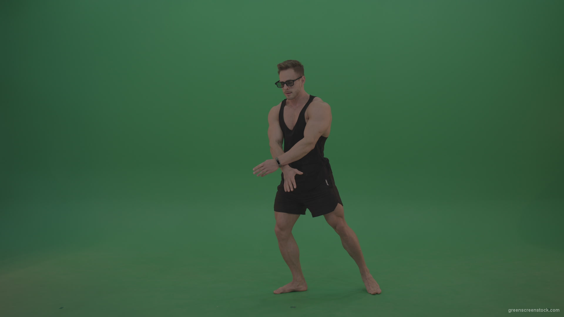 Green-Screen-Bodybuilder-fitness-trainer-show-muscules-on-green-background-3_006 Green Screen Stock