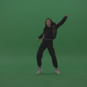 vj video background Incredible_Dance_Hip_Hop_Moves_From_Young_Brunette_Female_Wearing_Black_Sweat_Suite_And_White_Trainers_On_Green_Screen_Wall_Background_003