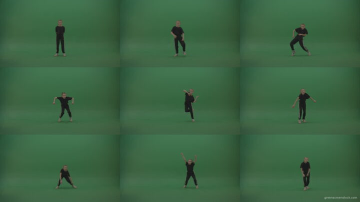 Incredible_Dance_Hip_Hop_Moves_From_Young_SmalKid_Female_Wearing_Black_Sweat_Suite_And_White_Trainers_On_Green_Screen_Wall_Background Green Screen Stock