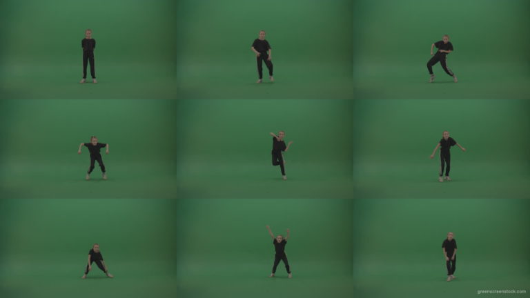 Incredible_Dance_Hip_Hop_Moves_From_Young_SmalKid_Female_Wearing_Black_Sweat_Suite_And_White_Trainers_On_Green_Screen_Wall_Background Green Screen Stock