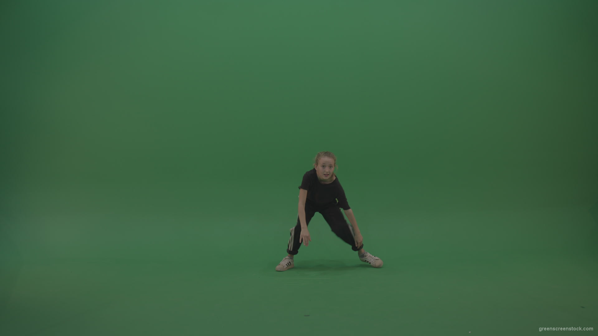 Incredible_Dance_Hip_Hop_Moves_From_Young_SmalKid_Female_Wearing_Black_Sweat_Suite_And_White_Trainers_On_Green_Screen_Wall_Background_007 Green Screen Stock