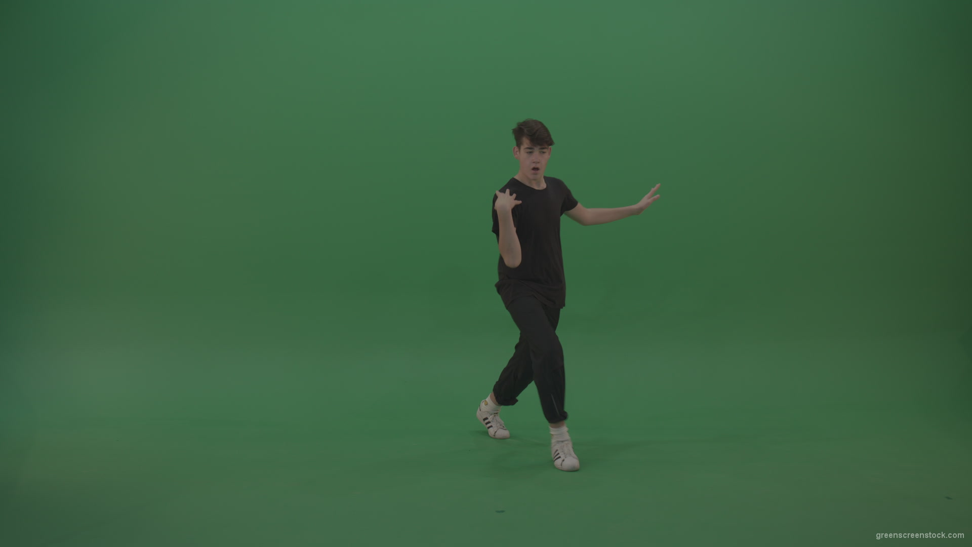 Young_Brunette_Boy_Showing_Awesome_Hip_Hop_Dance_Technical_Skills_With_Robot_Tought_Moves_On_Green_Screen_Chroma_Key_Background_005 Green Screen Stock