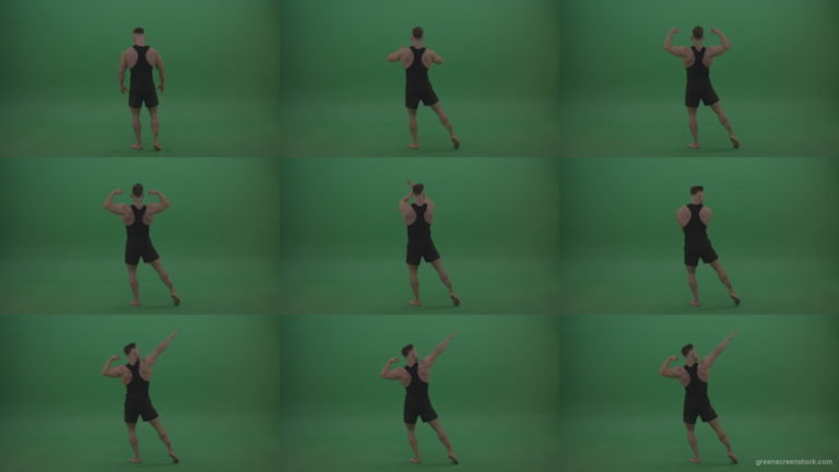 Young_Workout_Bodybuilder_Showing_Great_Double_Rear_Biceps_Technique_Green_Screen_Wall_Background Green Screen Stock