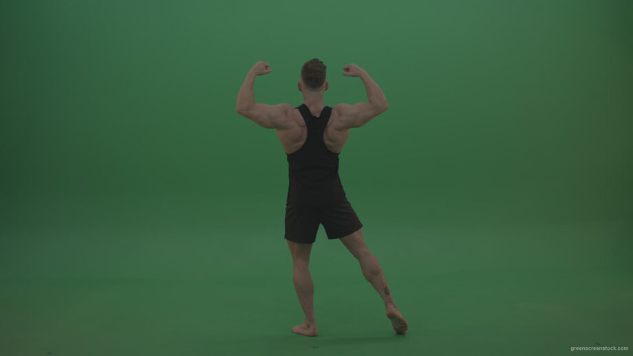 vj video background Young_Workout_Bodybuilder_Showing_Great_Double_Rear_Biceps_Technique_Green_Screen_Wall_Background_003