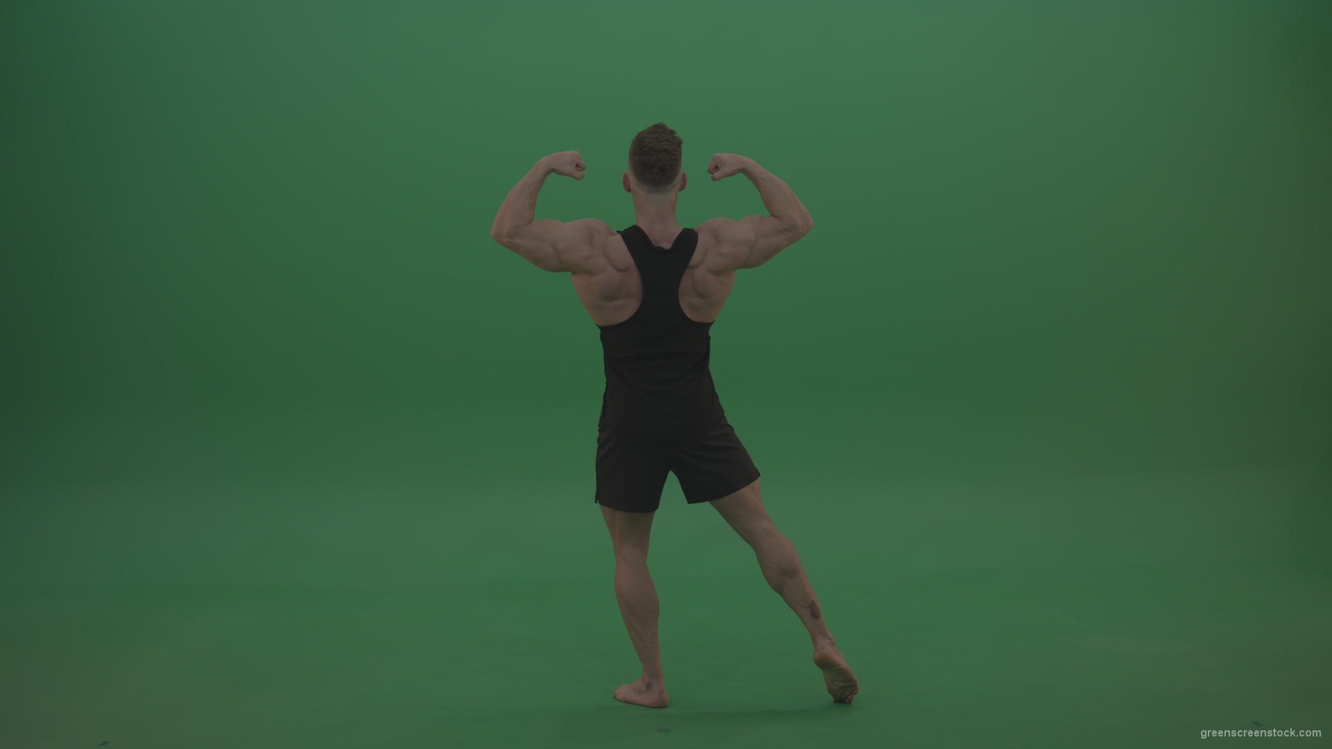 Young_Workout_Bodybuilder_Showing_Great_Double_Rear_Biceps_Technique_Green_Screen_Wall_Background_004 Green Screen Stock