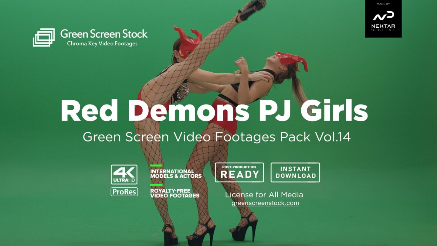 Red Demons PJ Girls – Green Screen Video Footage Pack Vol.14-min