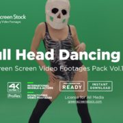 Skull Head Dancing Girl - Green Screen Video Footage