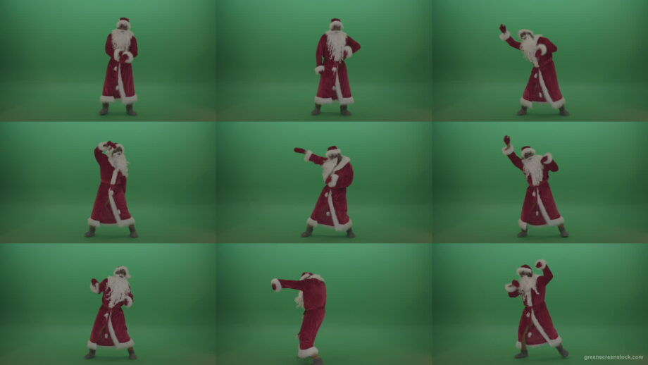 Crazy-santa-moves-over-chromakey-background Green Screen Stock