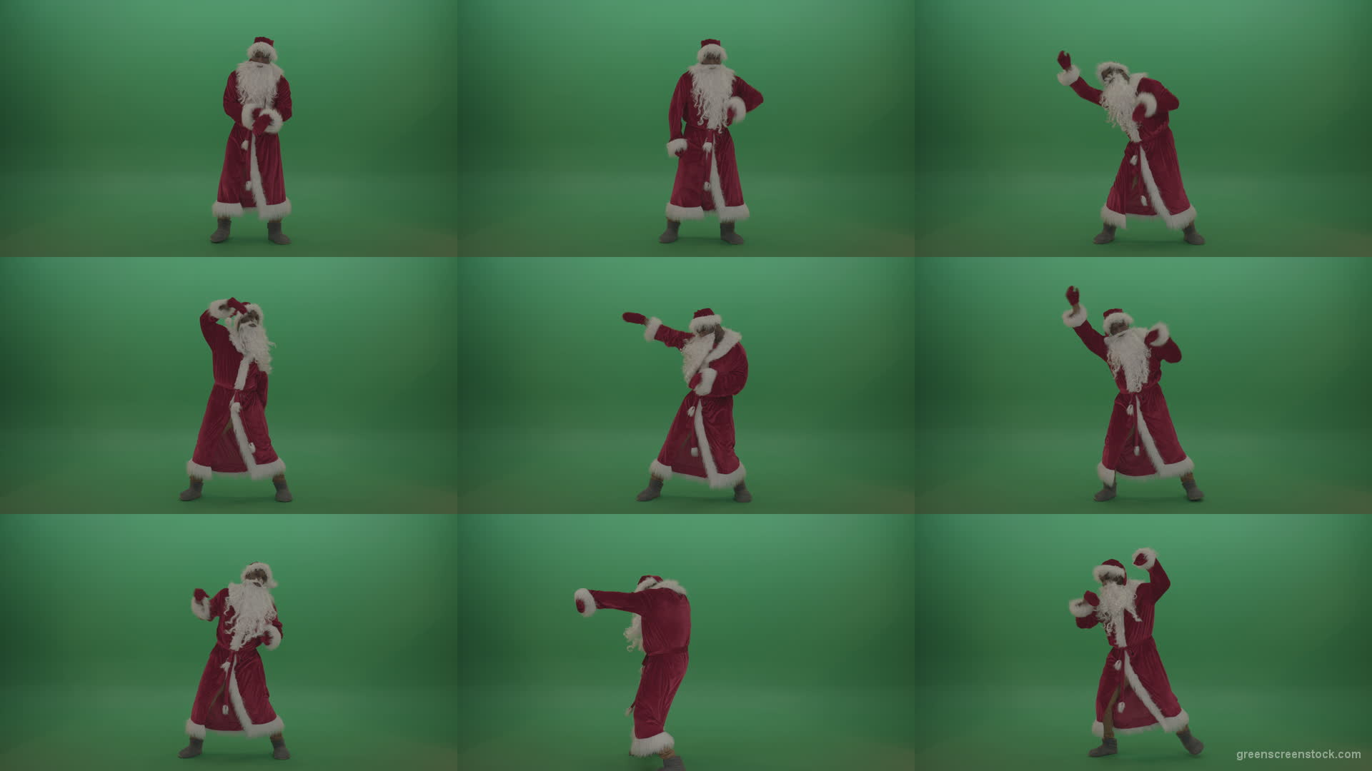 Crazy-santa-moves-over-chromakey-background Green Screen Stock